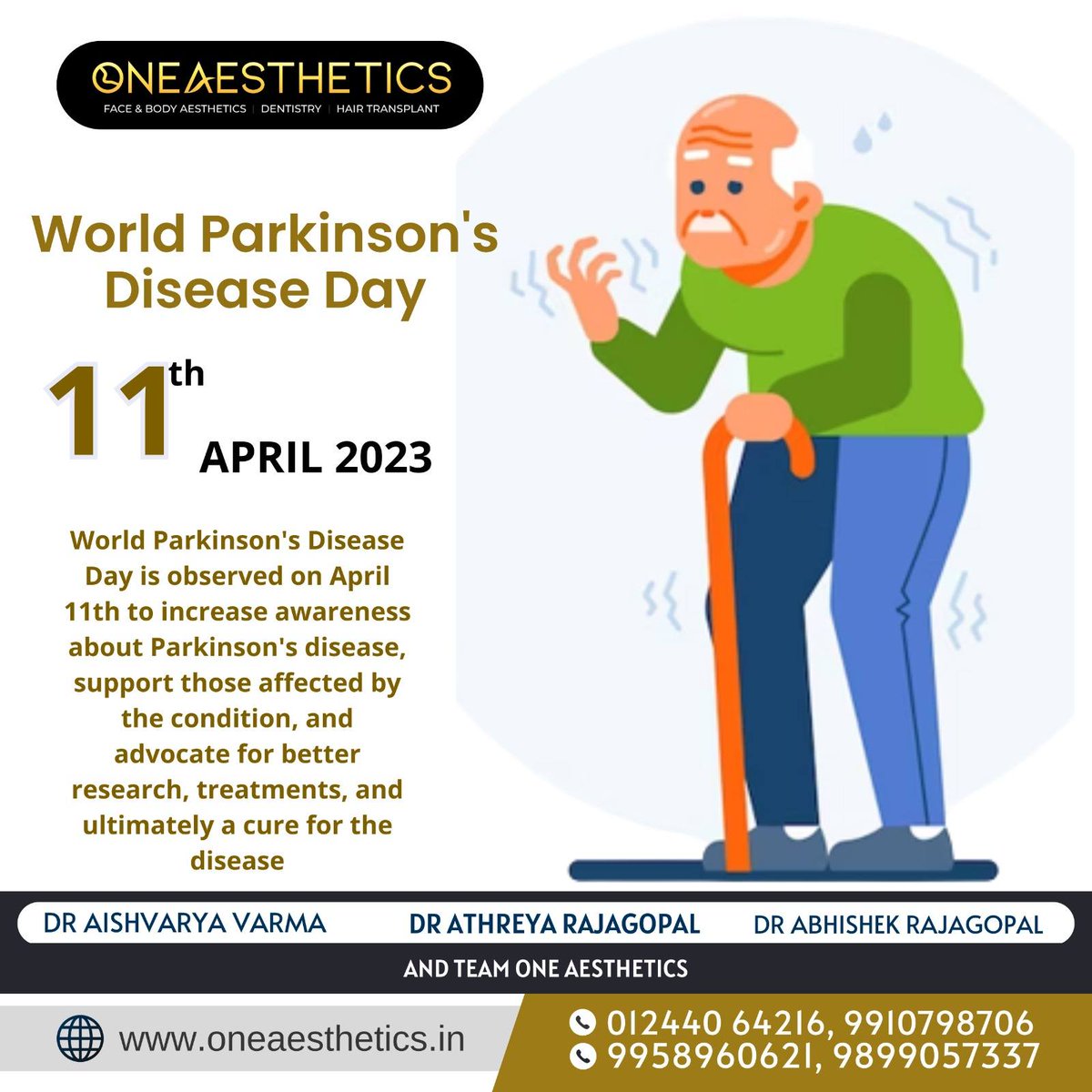 World Parkinson's Disease Day
One Aesthetics

#Worldparkinsonsdiseaseday #Parkinsonsdisease #parkinsons #parkinsonsawareness #parkinson #stroke #parkinsonswarrior #parkinsonsfitness #dementia #Parkinsonsdiseasetreatment