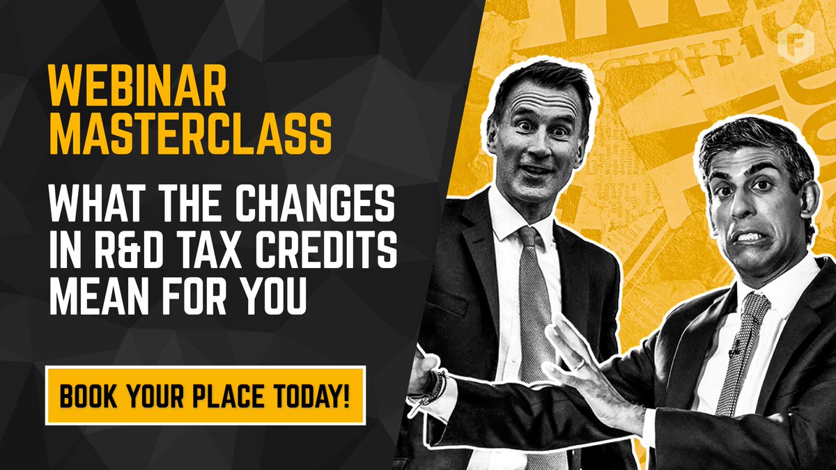 Have you registered for one of our upcoming, free-to-attend R&amp;D #webinars!

Learn everything you need to know about the changes in R&amp;D #taxcredits.

📅 Tuesday 25th April - 10.30am ow.ly/k1rM50NuTy6

📅 Wednesday 26th April - 1pm ow.ly/mv4p50NuTy7