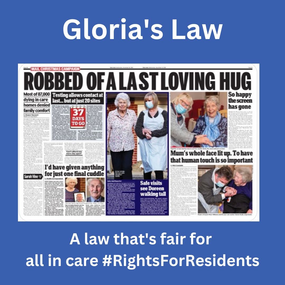rightsforresid2's tweet photo. Thousands were denied that final hug, at time when most needed, at the end of their lives, to have family/friends unable to be with them. Never again. We must ensure we get #GloriasLaw for now, for the future. #PledgeYourSupport #rightsforresidents
👉 https://t.co/bQ8Bn45oc1 https://t.co/DZ8aNAPeZD