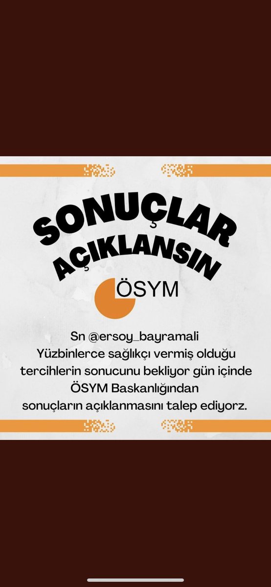 2023/5 tercih sonuçları biran evvel açıklanmalıdır. Bu süreç boyunca yeterince kaygı ve mağduriyet yaşayan sağlıkçılar daha fazla bekletilmemelidir.
<a href="/OSYMbaskanligi/">ÖSYM</a>
@ersoy_bayramali 

#ÖSYMBekletme
#OSYMSonuçlarıAçıkla