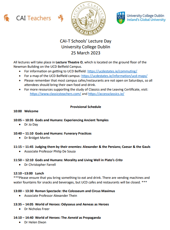 UCD Classics (@classicsucd) on Twitter photo Attention all second-level Classics teachers and students! The slides from the <a href="/IrelandClassics/">ClassicsTeachersIreland</a> #LeavingCertificate lecture day hosted by the UCD School of Classics are now available! Check them out here on the #AccessClassics website 👇🏽
accessclassics.ie/resources/cai-… Attention all second-level Classics teachers and students! The slides from the <a href="/IrelandClassics/">ClassicsTeachersIreland</a> #LeavingCertificate lecture day hosted by the UCD School of Classics are now available! Check them out here on the #AccessClassics website 👇🏽
accessclassics.ie/resources/cai-…