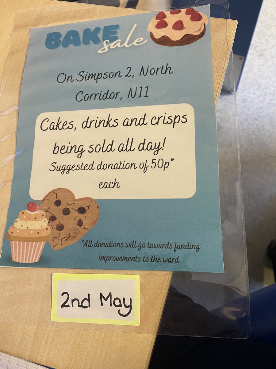 Advanced Notice - we are holding a cake sale on 2nd May! Donations of cakes for the event welcome, and please come and show your support on the day 🍪🍩🍰🧁