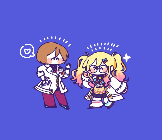 白衣メイコさんとメガネ咲希ちゃんカワワ( ¨̮ ) #prsk_FA 