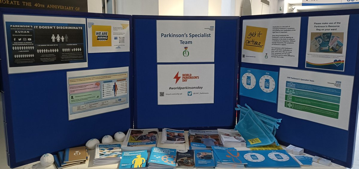 Come meet @UHP_NHS Parkinson's Specialist Team today, on Level 6 opposite Warrens #WorldParkinsonsDay #TimeCriticalMedication