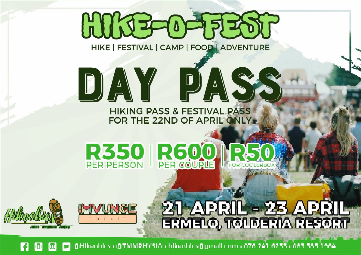 We have a day pass ticket also available for you on our website hikeobics.co.za🤸‍♀️

Don't dilly-dally on this one also🙈

Bring your friend, family (even kids) and your partner for this experience

#hikingandcamping #hikingadventures #hikinginsouthafrica #explorewithus