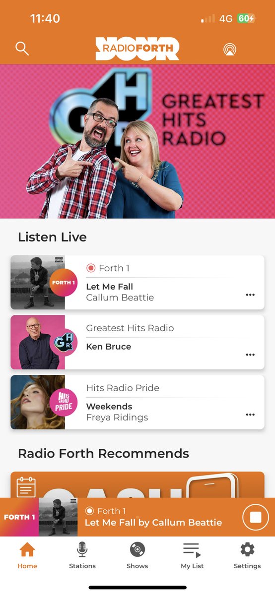 marisa_deborah's tweet photo. Always good to hear #callumbeattie  getting played on @forthone @1025Clyde1 @Greigsy #letmefall ❤️🎵 https://t.co/Apxlk0DDjk