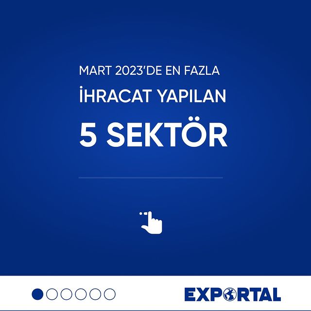 ExportalTurkiye's tweet photo. 🚀 İşte 2023 yılı Mart ayında Türkiye'nin en çok ihracat yaptığı 5 sektör:
👉 #ihracatınenleri serisini takip ederek sizin için derlediğimiz verilere ulaşabilirsiniz.
Kaynak: @turkihracat, @ticaret
#export #exportal #ihracat https://t.co/A64cdJtPqp