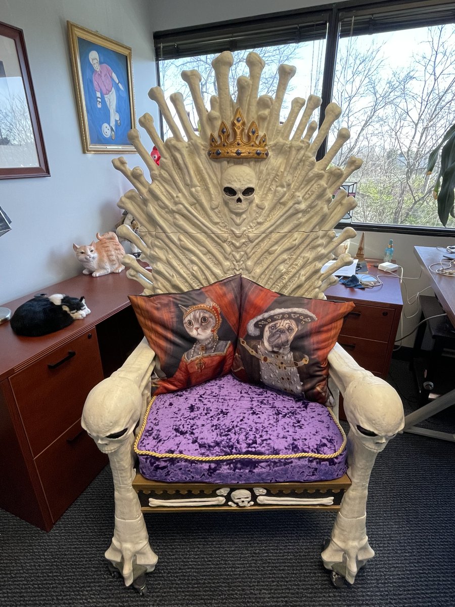 kevincroxall's tweet image. Finally finished improving the @HomeDepot Bone Throne. Original and improved office version shown.