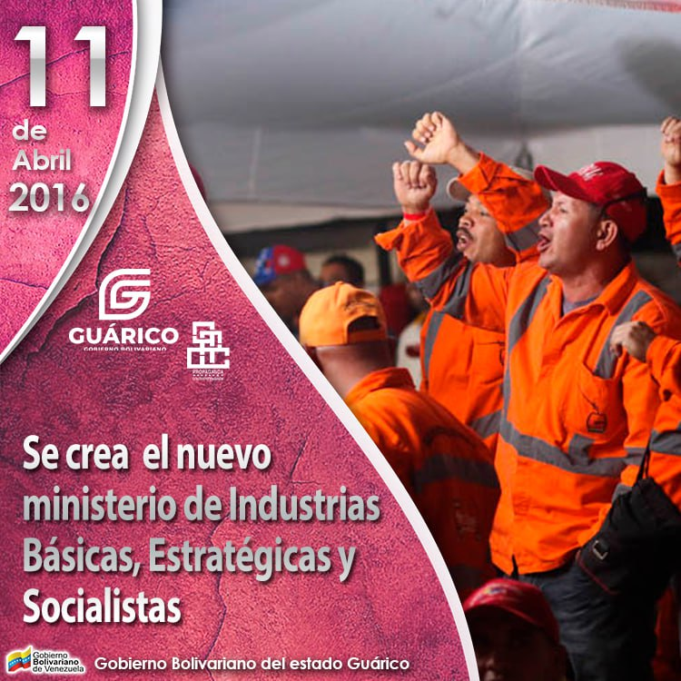 #Efemérides 🗓️ Se crea el nuevo ministerio de Industrias Básicas Estratégicas y socialistas

#Guárico
#NoPudieronNiPodrán
#GuáricoDestinoDeFe