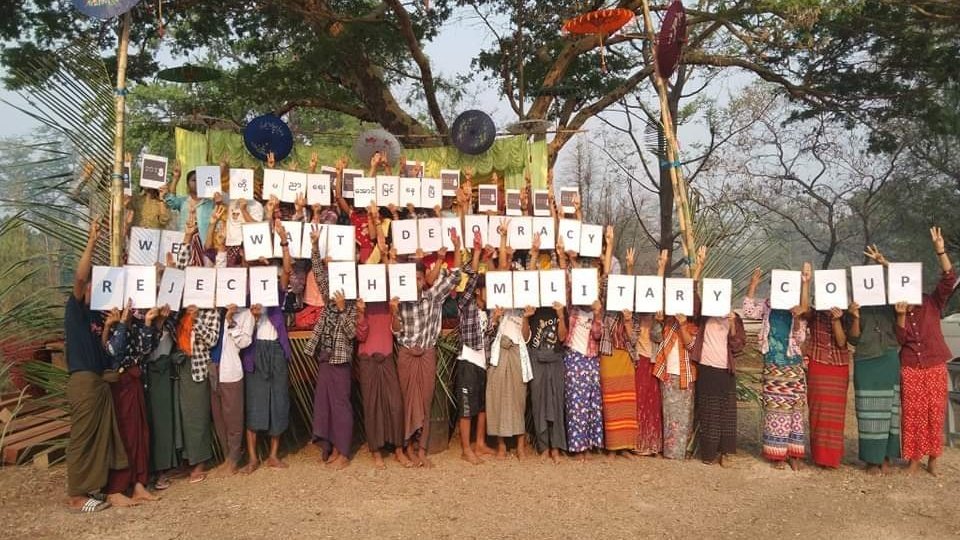 DemoRevoMM's tweet photo. An anti-coup revolutionary strike somewhere in Sagaing region.

#2023Apr11Coup #WhatsHappeningInMyanmar https://t.co/N7t382CK7n