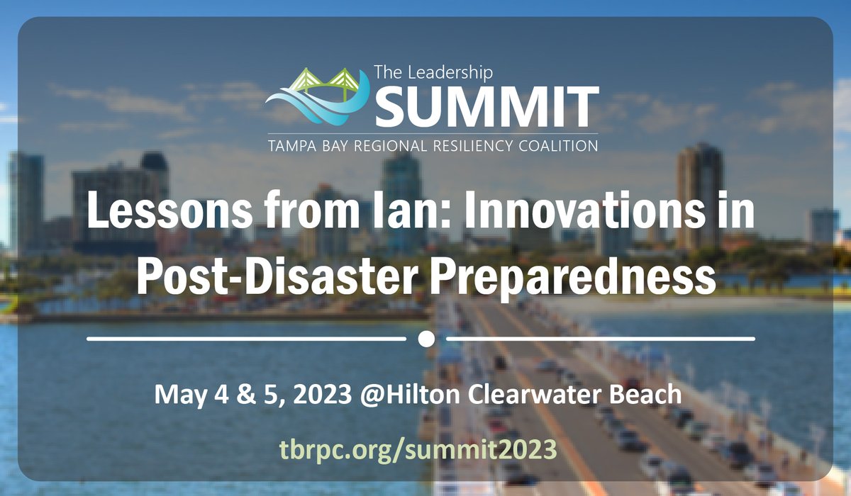 💰 $109 billion 💰 That’s the amount that the Tampa Bay Times says Hurricane Ian caused across the state last fall. With every storm, Florida’s coast is more vulnerable. 

Register for the Resiliency Summit at events.tbrpc.org/sm23

[for reference: tampabay.com/hurricane/2023…]