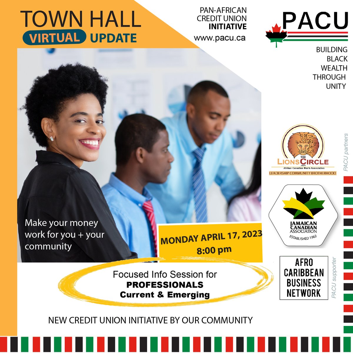 PAcreditunion's tweet photo. Join our town hall for Black Professional Organizations &amp; Members on Monday April 17 @ 8 pm #blackwealth

Zoom Registration Link
https://t.co/rVqClYNmyD https://t.co/WHPmjCjATM