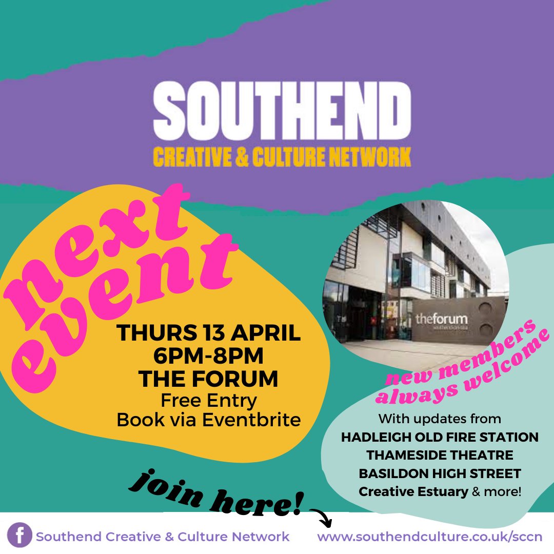 FPGSouthend's tweet photo. Check out the latest event by the Southend Creative &amp; Culture Network this Thursday the 13th of April! See their page for more information or visit the link below to view the website!

https://t.co/c459SkAwih

#southend #creative #essex #culture #focalpointgallery https://t.co/h7HG3wmFSS