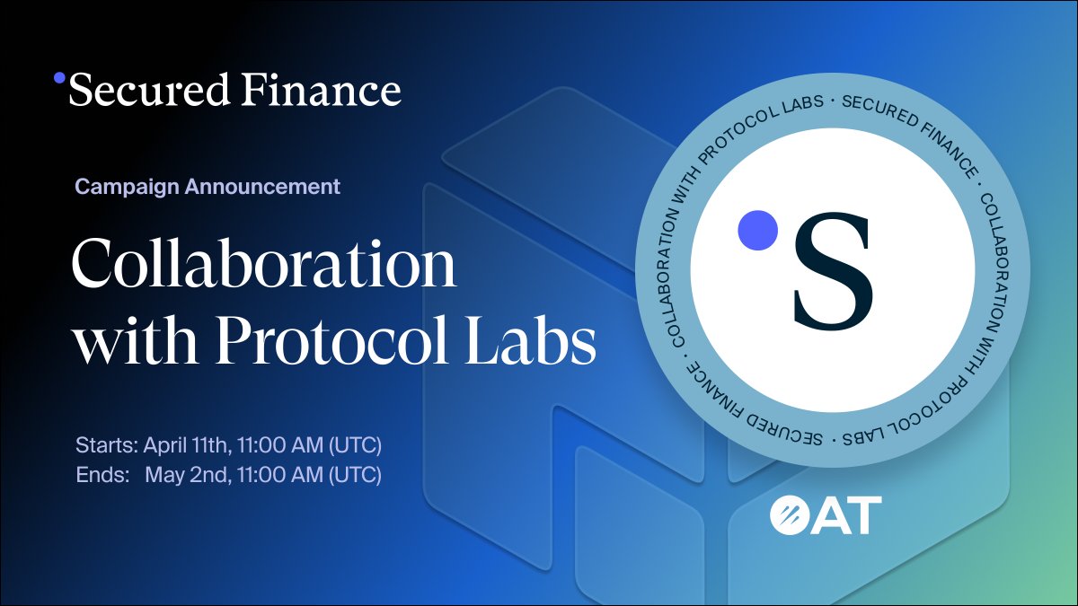 Secured Finance and <a href="/protocollabs/">Protocol Labs</a> collaboration campaign is launching! 🚀

Complete all tasks and get your hands on the exclusive #GalxeOAT. 🙌

Check out the details at this link. 👀
galxe.com/securedfi/camp…