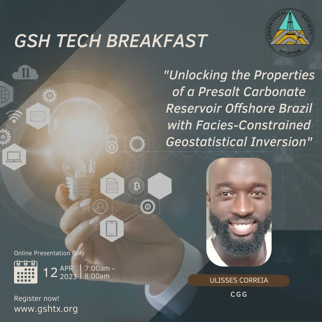 Reminder! Tomorrow is our 2nd Tech Breakfast event this month! Register now, and join us online tomorrow morning to listen to a great talk from Ulisses Correia with CGG!

buff.ly/405To6c

#gsh #geophysics #geosciences
