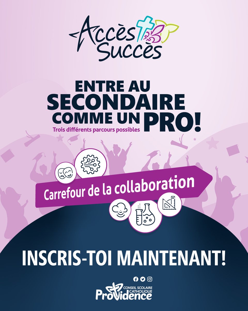 ACCÈS-SUCCÈS ✅ Carrefour de la collaboration : pour vivre et découvrir tes passions par le biais de projets créatifs dans les domaines des #STIAM.

Inscriptions : 20 mars - 5 mai➡️ monsecondaire.ca/accessucces