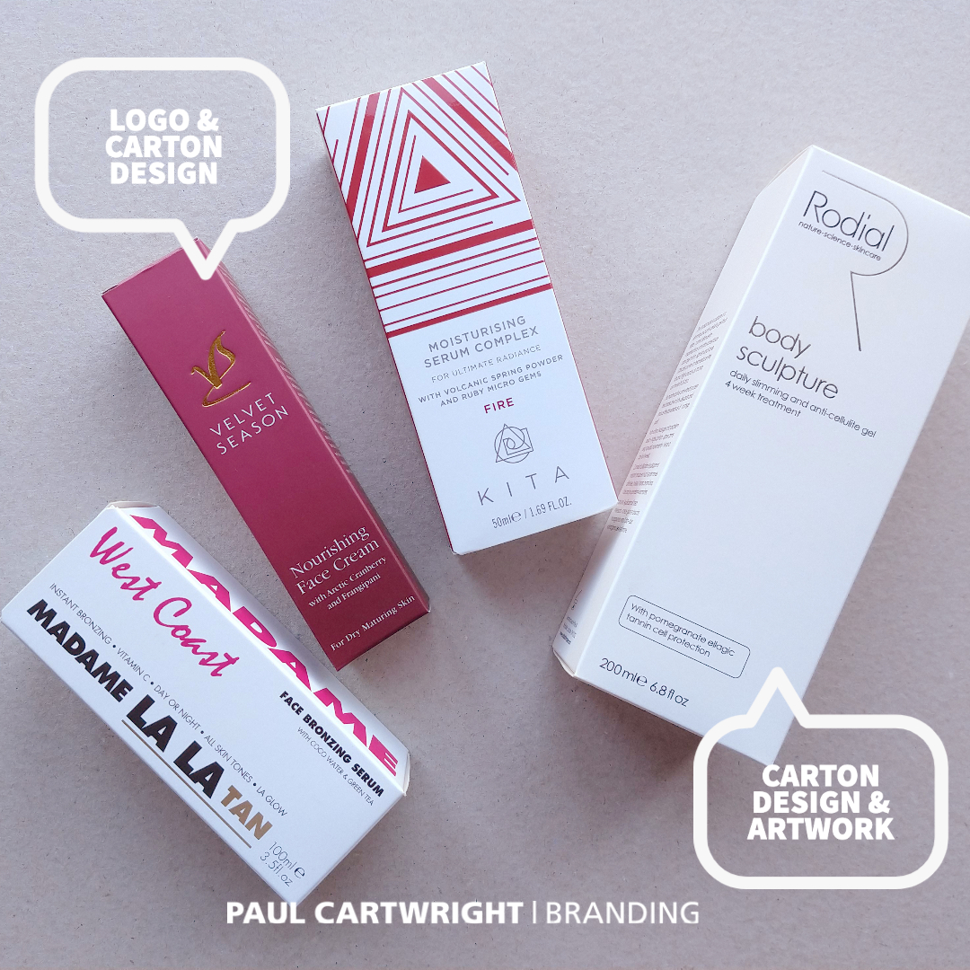 Cartons and labels...we design them both.
Here are a few extracts of our work from our 'sample portfolio' – printed production run versions of the finished products with graphic design and/or artwork created by us.
-
#packaginggraphics
#cartondesign
#skincarepackaging
#ramsgate
