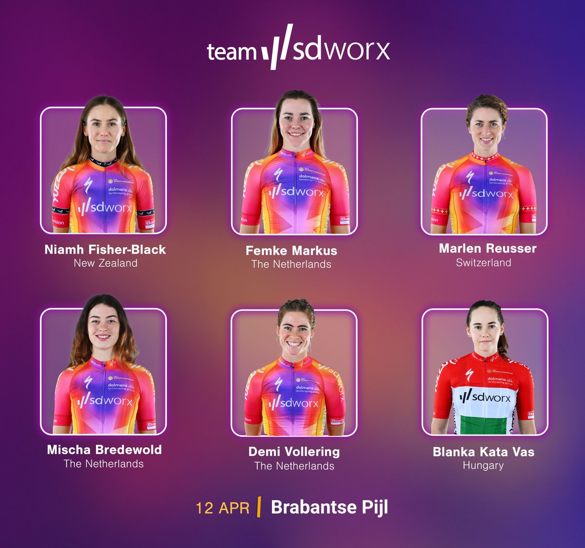 Team SD Worx - Protime (@teamsdworx) on Twitter photo Our line-up for <a href="/DeBrabantsePijl/">De Brabantse Pijl</a> 🔥
Last year <a href="/demivollering/">Demi Vollering</a> was the winner in this race from Flanders Classics. After her second place in a millimetre sprint in 2021, Demi Vollering managed to win last year's Brabantse Pijl after a 10-kilometre solo.
#wesparksuccess Our line-up for <a href="/DeBrabantsePijl/">De Brabantse Pijl</a> 🔥
Last year <a href="/demivollering/">Demi Vollering</a> was the winner in this race from Flanders Classics. After her second place in a millimetre sprint in 2021, Demi Vollering managed to win last year's Brabantse Pijl after a 10-kilometre solo.
#wesparksuccess