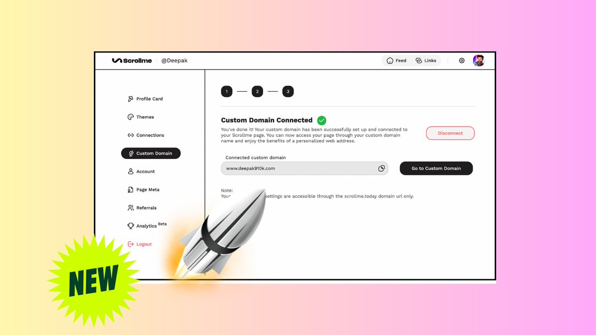 Here are five reasons why you need a custom domain for personal branding:

😎  It makes you look like a boss. 

🔎  It helps people find you faster than Waldo. 

🤝 It builds trust with your audience because, let's face it, nobody trusts someone with a sketchy-looking domain