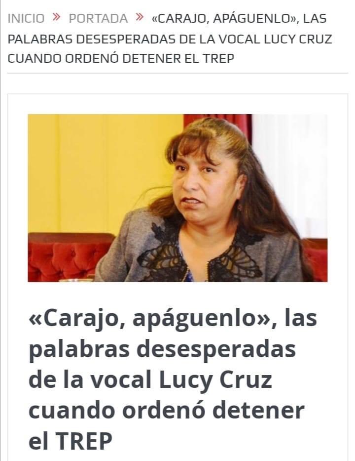 #BOLIVIA #FRAUDE así la masista Lucy Cruz ordenó detener el TREP a los funcionarios del <a href="/TSEBolivia/">TSE Bolivia</a> para cometer el fraude de <a href="/evoespueblo/">Evo Morales Ayma</a> … el #dictador <a href="/LuchoXBolivia/">Luis Alberto Arce Catacora (Lucho Arce)</a> ordenó no utilizarlo, saben que no llegan al 17% de los votos 

#RescatemosBolivia del #NarcoEstado