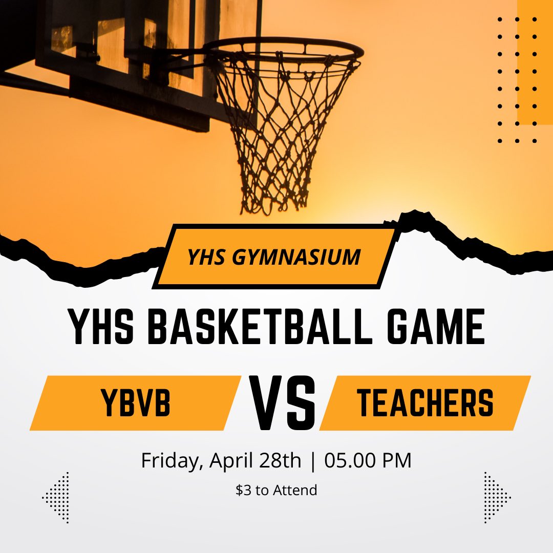 YHS Student Senate (@yhs__senate) on Twitter photo 🚨 NEW EVENT: Student vs. Teacher Basketball Game !! Join us on April 28th to watch your favorite players on the court!! 🥳🏀 <a href="/YHSDeGennaro/">Mr. Joseph DeGennaro</a> 🚨 NEW EVENT: Student vs. Teacher Basketball Game !! Join us on April 28th to watch your favorite players on the court!! 🥳🏀 <a href="/YHSDeGennaro/">Mr. Joseph DeGennaro</a>