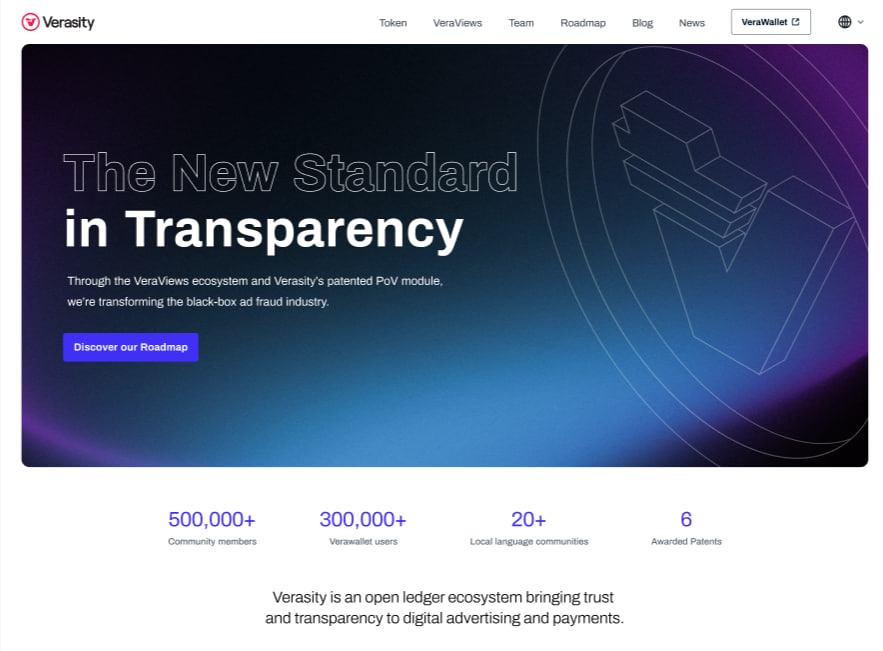 verasitytech's tweet photo. Our Q2 redesign for the Verasity corporate site is in development, putting #Verasity shoulder-to-shoulder with the most innovative #crypto projects in the space.🔥

Established in 2017, with a 2050 vision! 🚀

$VRA #Verasians https://t.co/Hq2dQhaQEi