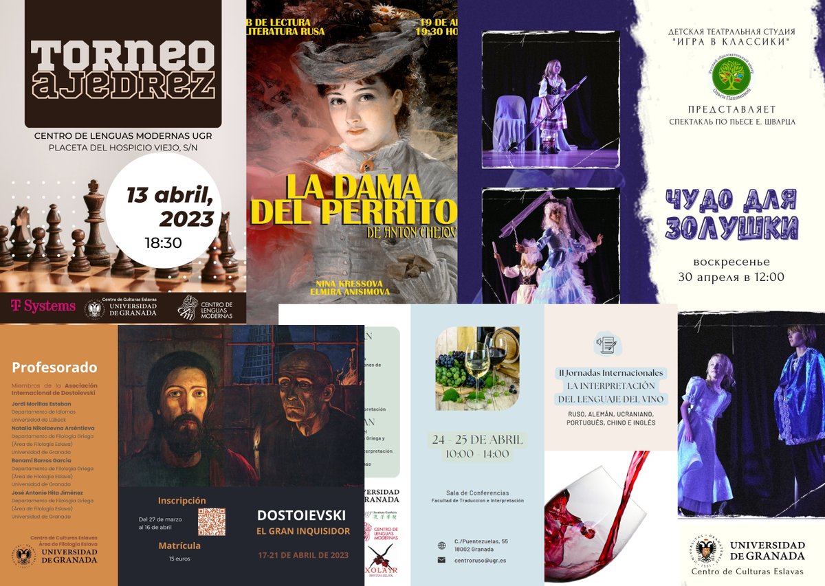 Eventos abril 2023  / Мероприятия апрель 2023 года 🎭: Ajedrez, literatura, vino y teatro / Шахматы, литература, вино и театр - mailchi.mp/1dcd3dcd3dc0/c…