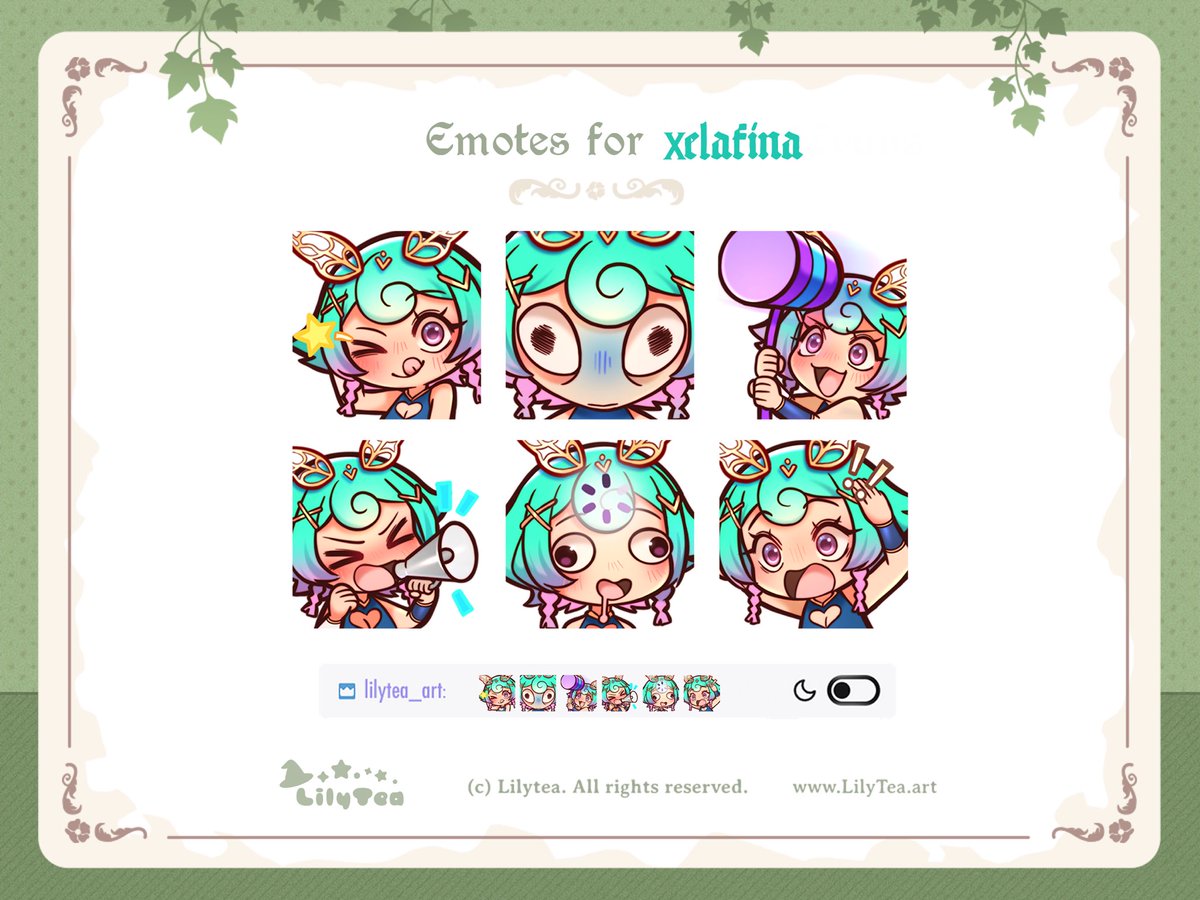 LilyTea_art's tweet photo. New #emotes for our lovely artist @Xelafina 🌱 https://t.co/E6ZpDTqIbA