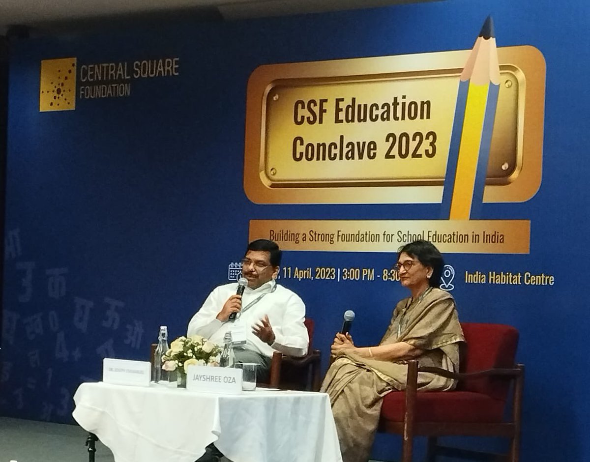 CSF_India's tweet photo. ๐ด โOur intent is to conduct competency-based #assessments in a way that is joyful for students, while also being useful for schools and teachersโ, shared Dr. Joseph Emmanuel, in conversation with CSFโ Jayshree Oza. @cbseindia29
#SAFAL #EduConclave2023 #FLN https://t.co/maB3y5drW0
