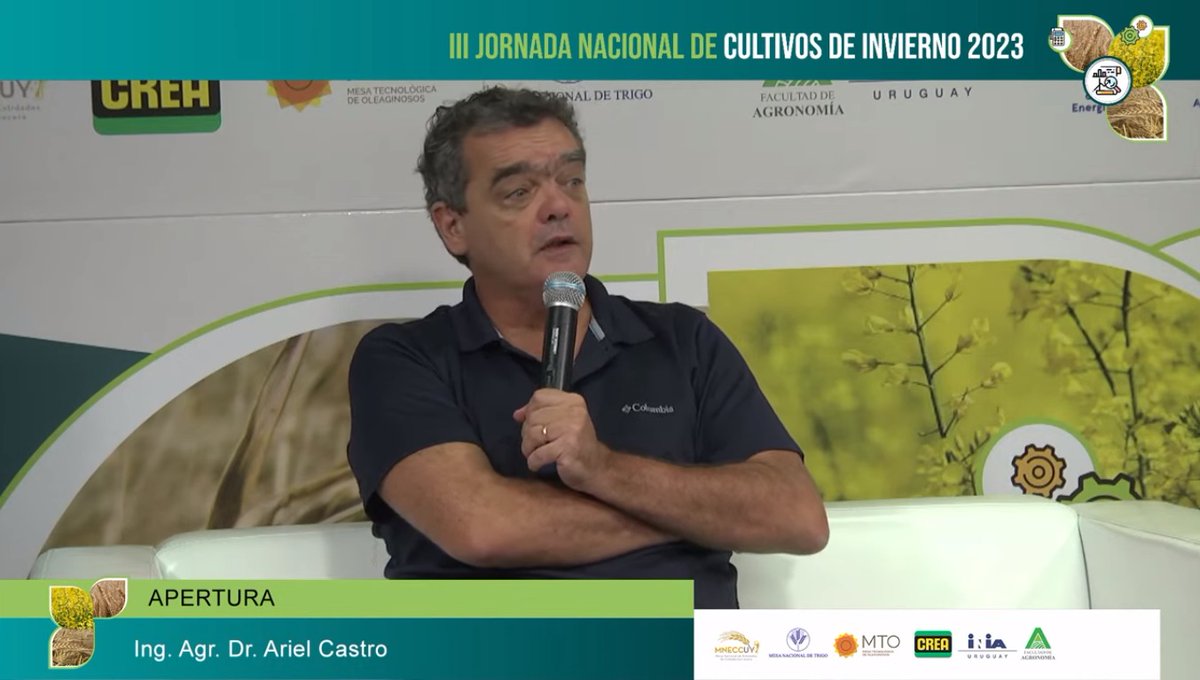 Comenzamos la Jornada de Cultivos de Invierno. PhD. Ariel Castro, integrante de nuestra directiva, comenta el camino recorrido en estos 30 años de la mesa de la cebada