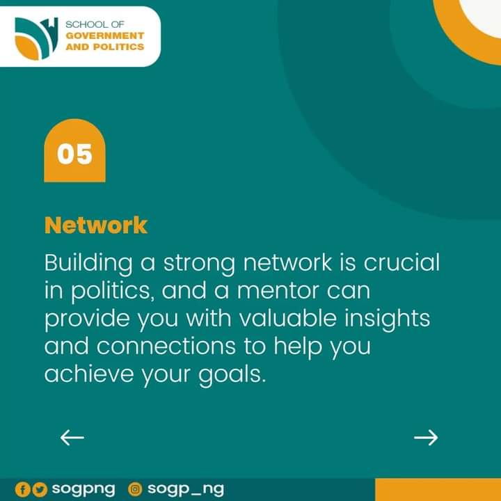 sogpng's tweet photo. you'll have the opportunity to learn from top political influencers across industries.ย
Send us a DM to sign up now and tell us,ย who is a political mentor you admire?
#SchoolOfGovernmentAndPolitics #mentorship #mentor #nationaldevelopment #valuesreorientation #politicalleaders https://t.co/pYGaQ9oqs1