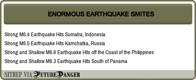FD_NatDisaster's tweet photo. FutureDanger Indicator: ENORMOUS EARTHQUAKE SMITES
HeatMap Column 4> https://t.co/JNp2jNST99
 #Earthquakes #SituationalAwareness https://t.co/xi9enbn2F3