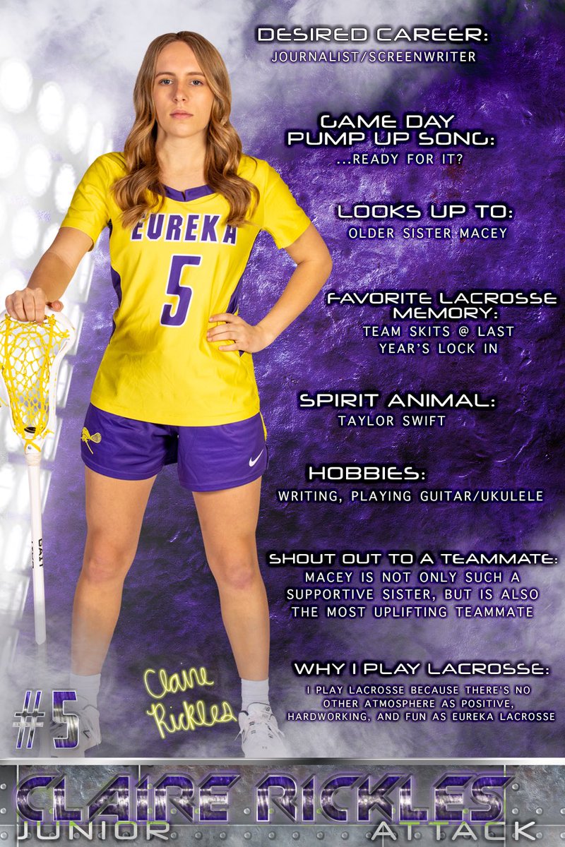 EHSwlax's tweet photo. It’s GAME DAY! Today we play against MICDS at home. Our Game Day Player Spotlights are junior attackers Claire Rickles &amp; Hannah Murphy. We 💜 Claire &amp; Hannah! https://t.co/ErJhEnTTfD
