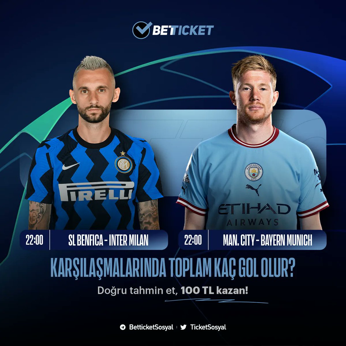 🤩 𝟏𝟎𝟎 𝐓𝐋 𝐊𝐚𝐳𝐚𝐧𝐦𝐚𝐤 𝐈𝐬𝐭𝐞𝐫 𝐌𝐢𝐬𝐢𝐧?

⚽️ Şampiyonlar Ligi Karşılaşmalarında Toplam Kaç Gol Olur?

💸 Doğru bil, 100 TL kazanma fırsatı yakala!

🟢 Son 3 günde min. 50 TL yatırım ve RT'yi unutma!

 Katılım: buff.ly/3o23Hdk