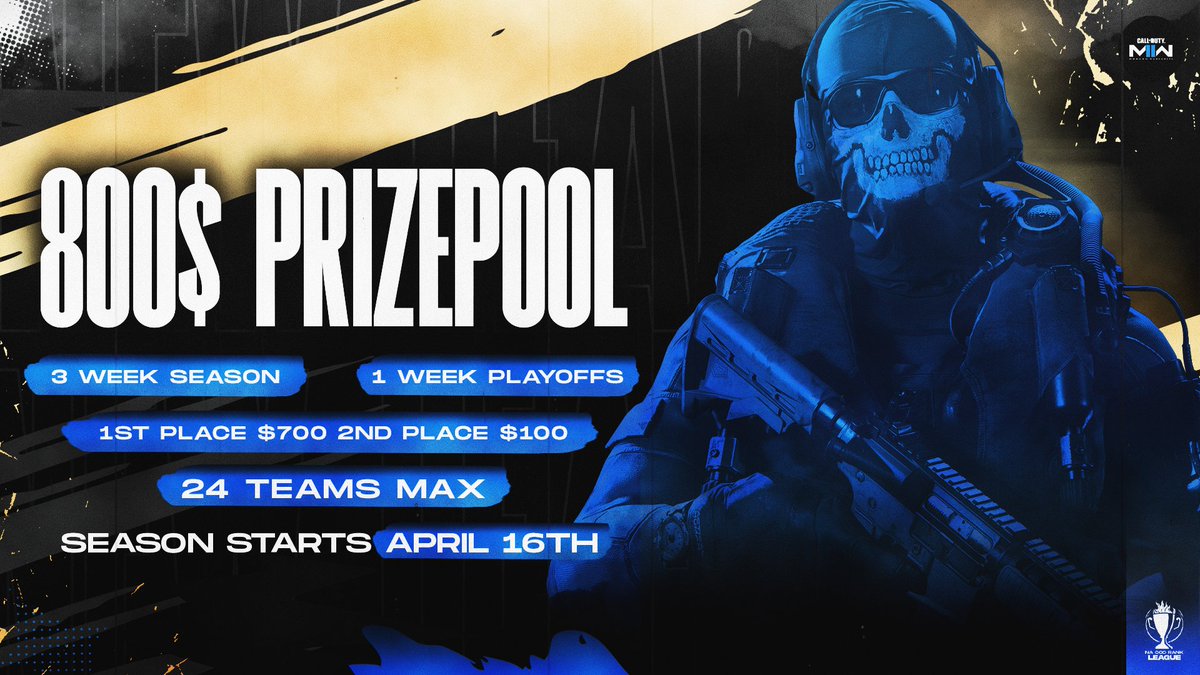 Season two has started back!!

💰 $35 entry fee 

🎟️ 24 teams max 

🚫 No t24 teams or players 

🎥 Playoff matches will be casted 

Sign ups are in discord announcements!!!