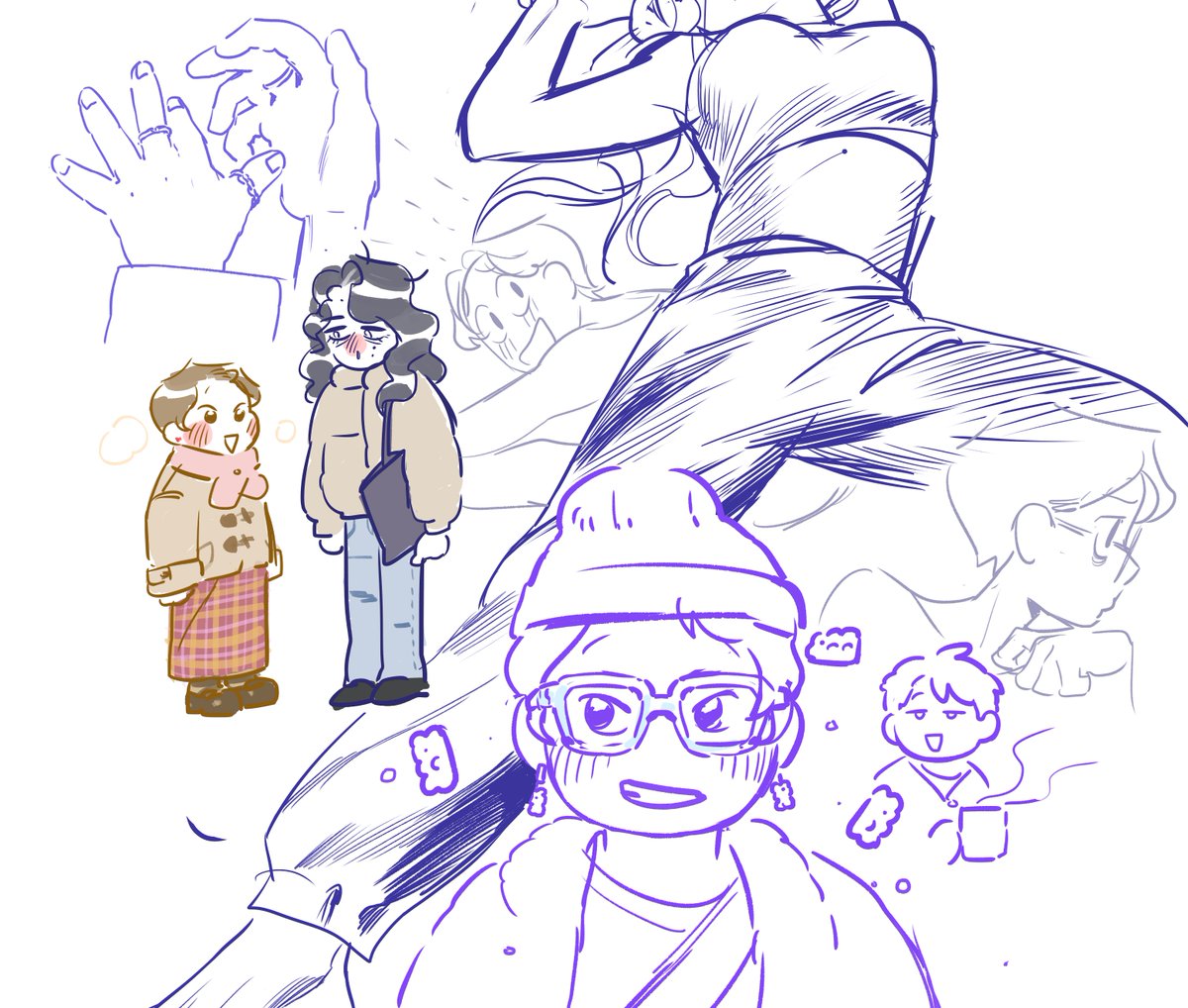 저는 사실 돈받은그림이나 씹덕그림 그릴때만 개열심히 그리는사람이라서 1차 그림들은 거의 낙서밖에없네요ㅎㅎ; 예전에 백합교류전회지 냇던 애들로 낙서 하고그랬네요 마지막은 그냥 그린 레즈들 