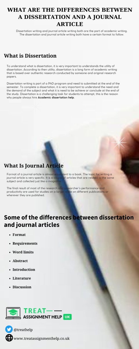 KaylieA26280961's tweet image. What are the differences between a dissertation and a journal article
Read More : bit.ly/3ZZbxS0
#dissertationswriting #DissertationProposal #Academicdissertationhelp