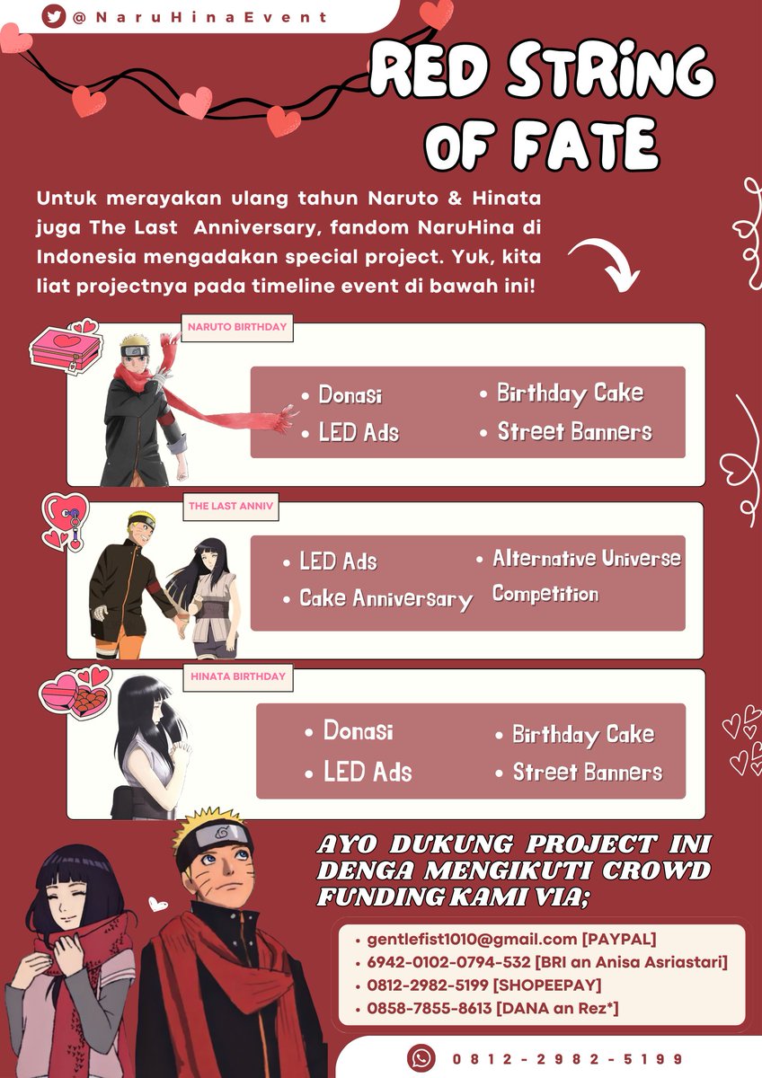 NaruHinaEvent's tweet photo. ᅠㅤ
ᅠㅤᅠㅤ𝗥𝗘𝗗 𝗦𝗖𝗔𝗥𝗙 𝗣𝗥𝗢𝗝𝗘𝗖𝗧:
ᅠㅤᅠㅤRed String Of Fate.
ᅠㅤ https://t.co/8o8kCTf4LG