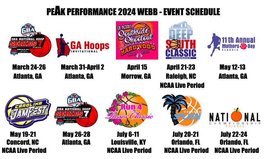 🚨 COLLEGE COACHES 🚨 We can’t wait for the April Live Period! Please see our roster & schedule below! We hope to see you on the baseline in Raleigh, Charlotte, Louisville, & Orlando!