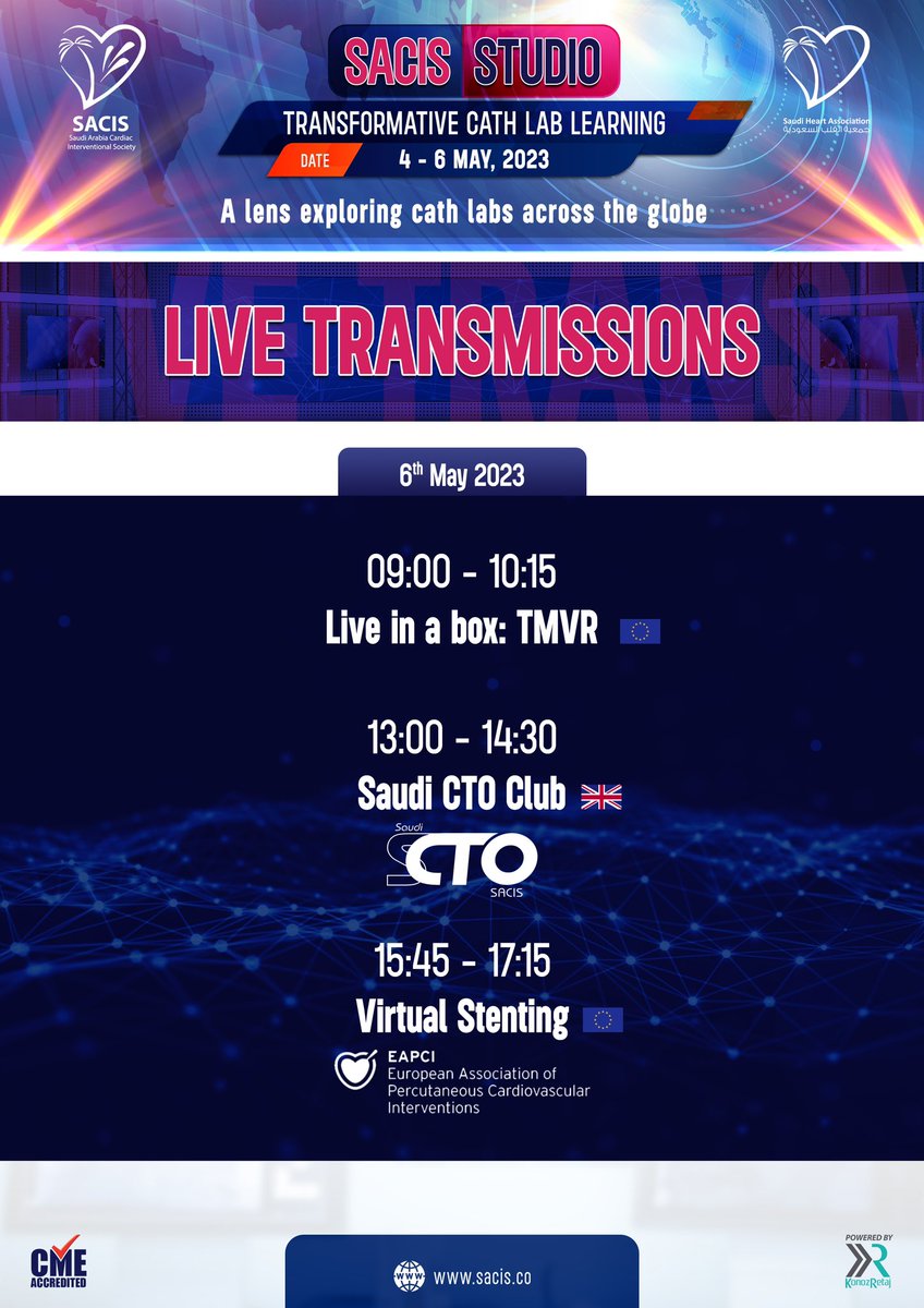 Day 3️⃣ another round of live transmissions..buckle up

🎬#TMVR @SSamargandy 
@modine_thomas et al

🎬#CTO101 @johaniMD 
@OptimaCTO et al

🎬#VirtualStenting @CathGuy1 
@ColletCarlos @HeartFlow et al

@mirvatalasnag @AlkashkariWail @Falmutairi2018 @Nabeelosis