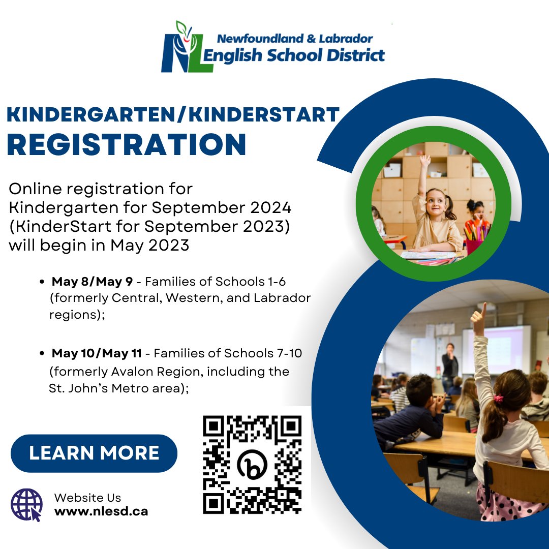 Attention parents who want to register their children for Kindergarten for Sept 2024 (KinderStart for Sept 2023):

Online registration begins the week of May 8. To find out more information when your Families of Schools registers, visit our website.

bit.ly/NLKinderReg