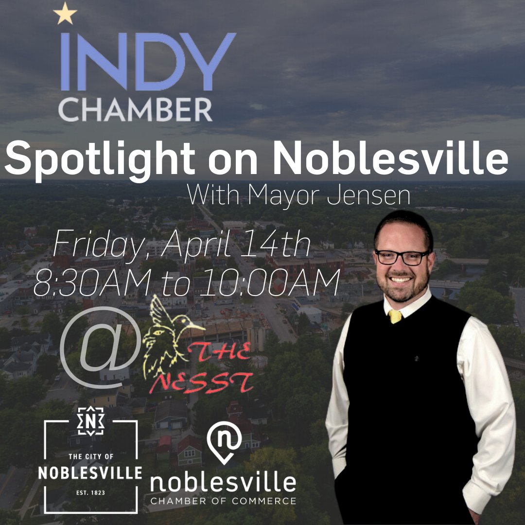You do not want to miss the <a href="/IndyChamber/">Indy Chamber</a>'s Spotlight in Noblesville with <a href="/MayorJensen/">Mayor Jensen</a>! Registration space is limited, so please don't wait and register now: ow.ly/Xcat50NFwsg
#noblesvillein #noblesvillecoc #spotlight #indychamber