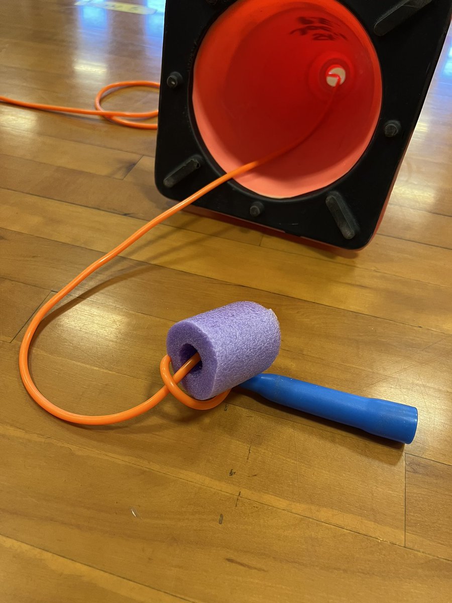maxwelleleven's tweet photo. Victory!!!!  I can’t believe how well this works!  Thanks @BigTennPhysEd for this idea.  So glad I didn’t toss out my damaged noodles.  🤗 #PhysEd #strikingunit #floorball #fun https://t.co/6H0p24vgF5