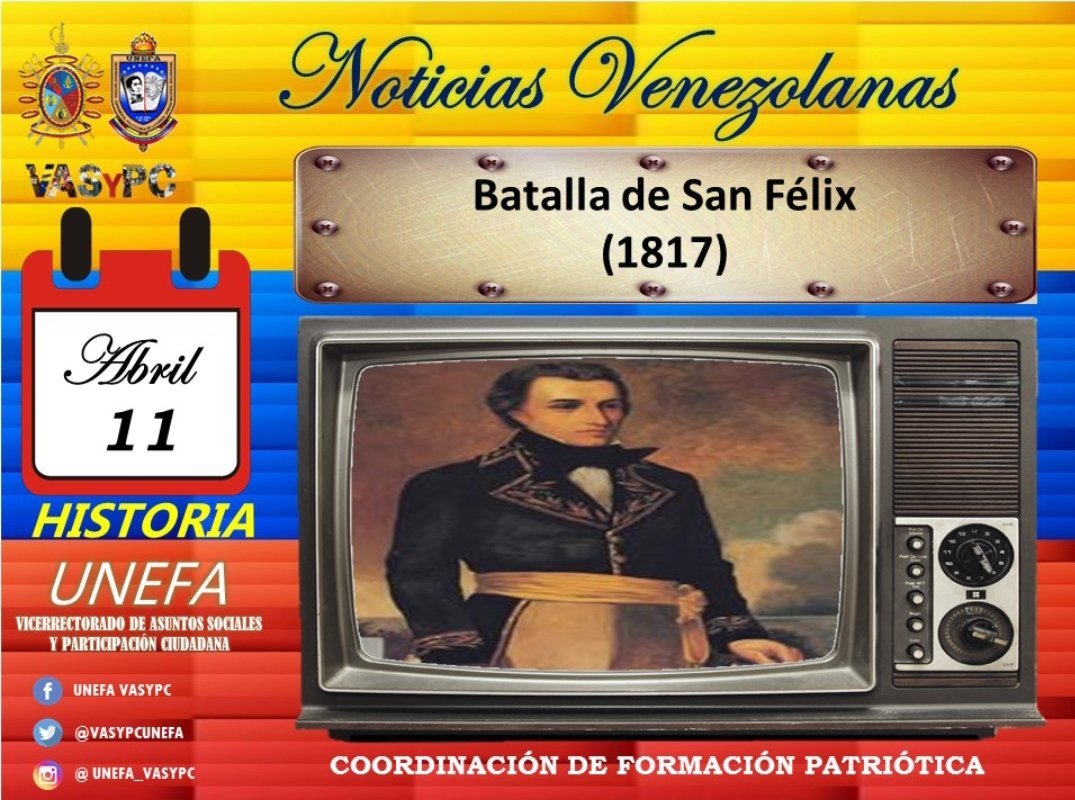 UnefaVrrOrienta's tweet photo. La Batalla de San Félix fue un enfrentamiento armado de la campaña de Guayana en la guerra de Independencia de Venezuela, ocurrido el #11Abril1817, en La Mesa de Chirica,  provincia de Guayana.En la imagen, Manuel Piar, principal gestor y líder en la batalla.
#unefavasypc #VASyPC https://t.co/DiQh00NA4a