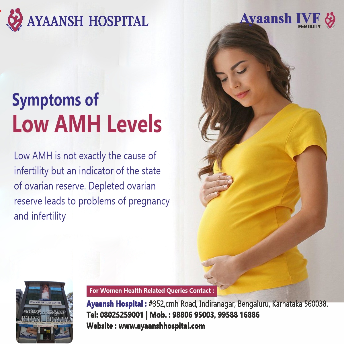 AyaanshHospital's tweet image. Low AMH is not exactly the cause of infertility but an indicator of the state of ovarian reserve. Depleted ovarian reserve leads to problems of pregnancy and infertility.

#amhlevels #symptoms #lowamhlevels #ivftreatment #ivfsuccessrate #ivfspecialist #ivfdoctor #ivfpregnancy