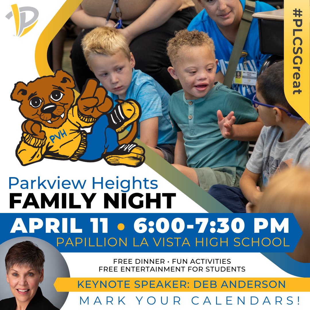 ParkviewHeights's tweet image. JOIN US TONIGHT AT Papillion La Vista High School! 6:00-7:30pm
It'll be such a fun-filled night for the whole family! #PLCSGreat