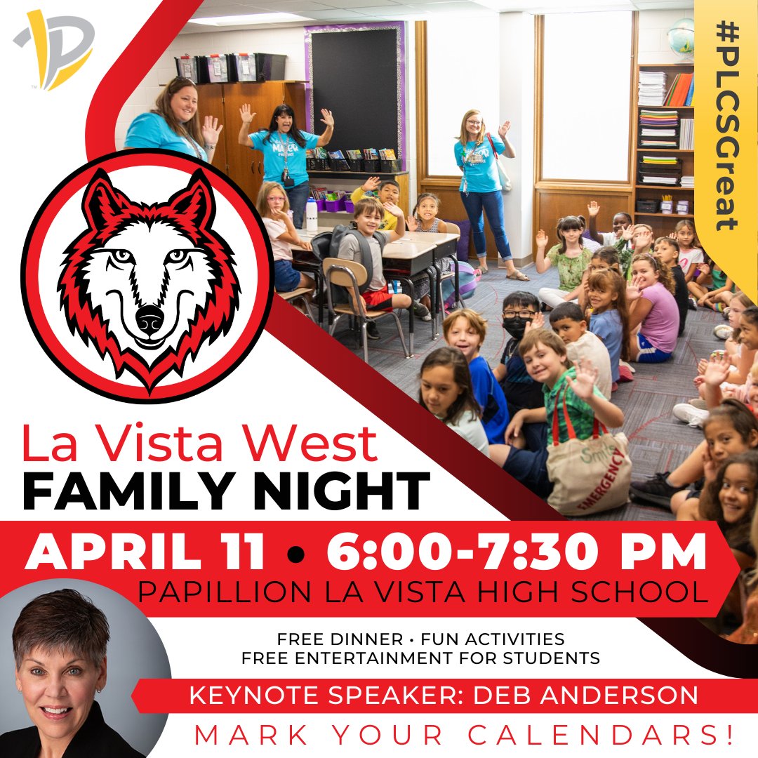 LaVistaWestElem's tweet image. JOIN US TONIGHT AT Papillion La Vista High School! 6:00-7:30pm
It'll be such a fun-filled night for the whole family! #PLCSGreat