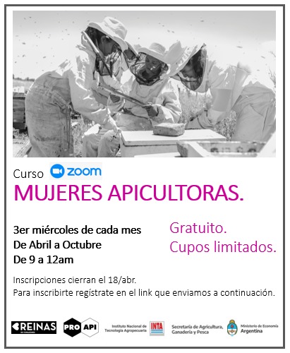 INTAProapi's tweet photo. #Curso: Desde #INTAProapi compartimos el Curso de iniciación apícola para mujeres emprendedoras.

Link de inscripción: https://t.co/TLW6Atv0vL https://t.co/6CFLdqsd2c