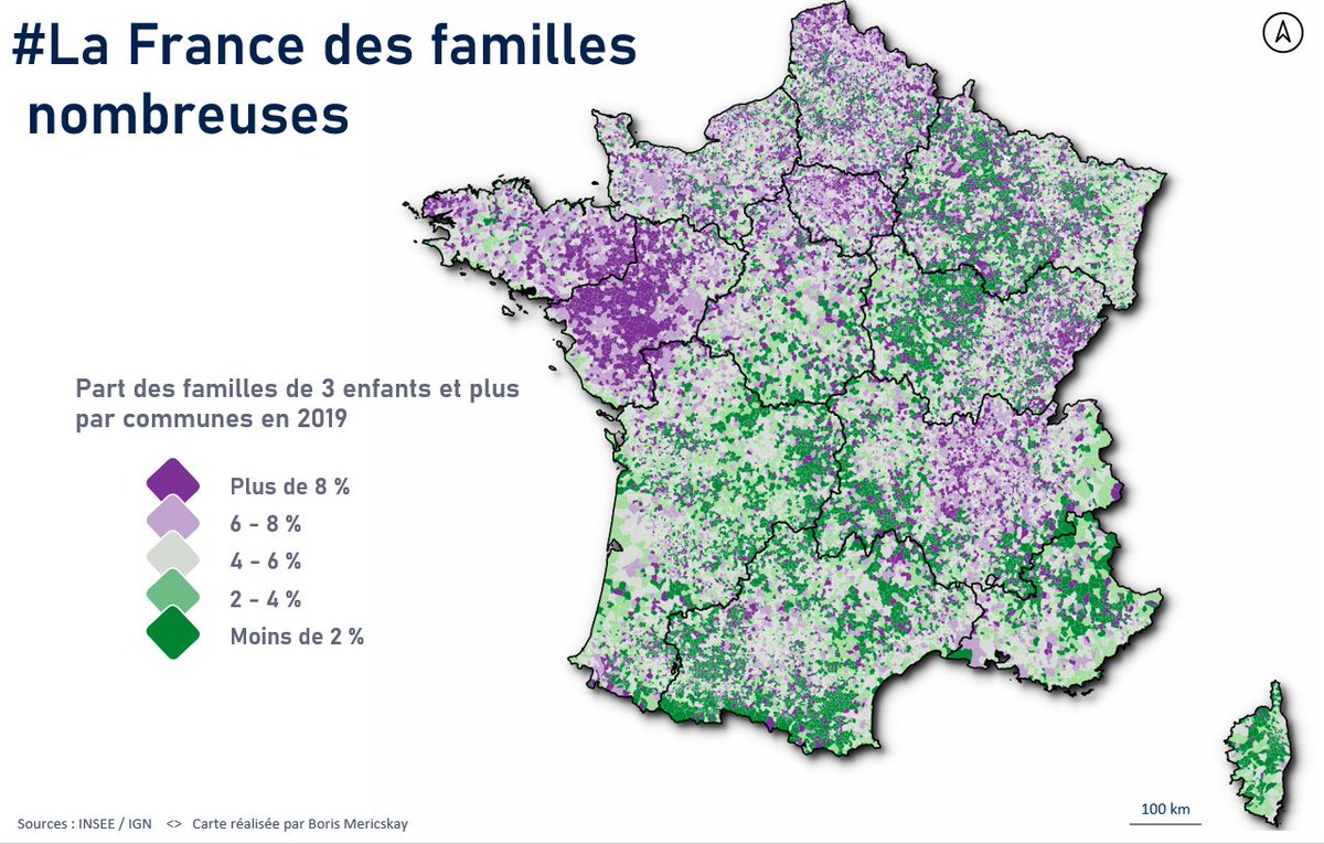 BorisMericskay's tweet photo. 👨‍👩‍👧‍👦Cartographier les #FamillesNombreuses grâce aux données de l'@InseeFr. https://t.co/556LnLGK1e