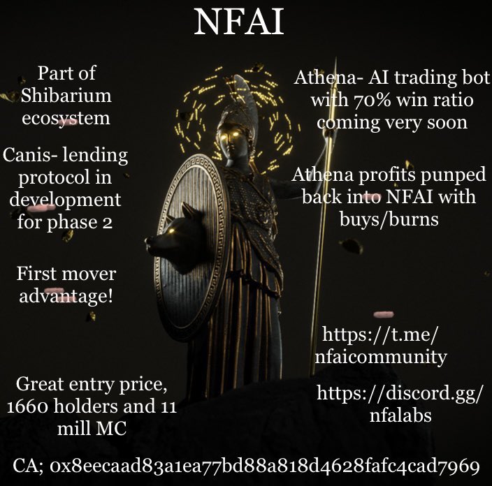 TheAranOne's tweet photo. #NFAI will be going places, definitely one to get into early while prices are low before everyone catches on and it moons! 
#ETH #BTC #BITCOIN #Crypto #Binance #Coinbase #CoinGecko #shibarium #SHIB #Ethereum #ElonMusk #100xgem #cryptocurrency https://t.co/L4e7MnA8TR
